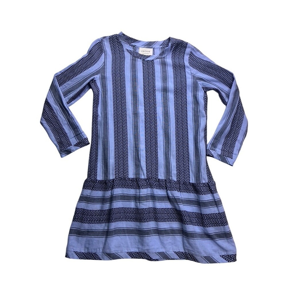 Cecilie Copenhagen 1000 Dress 2 O Long Sleeves Womens S Blue Striped Keffiyeh
